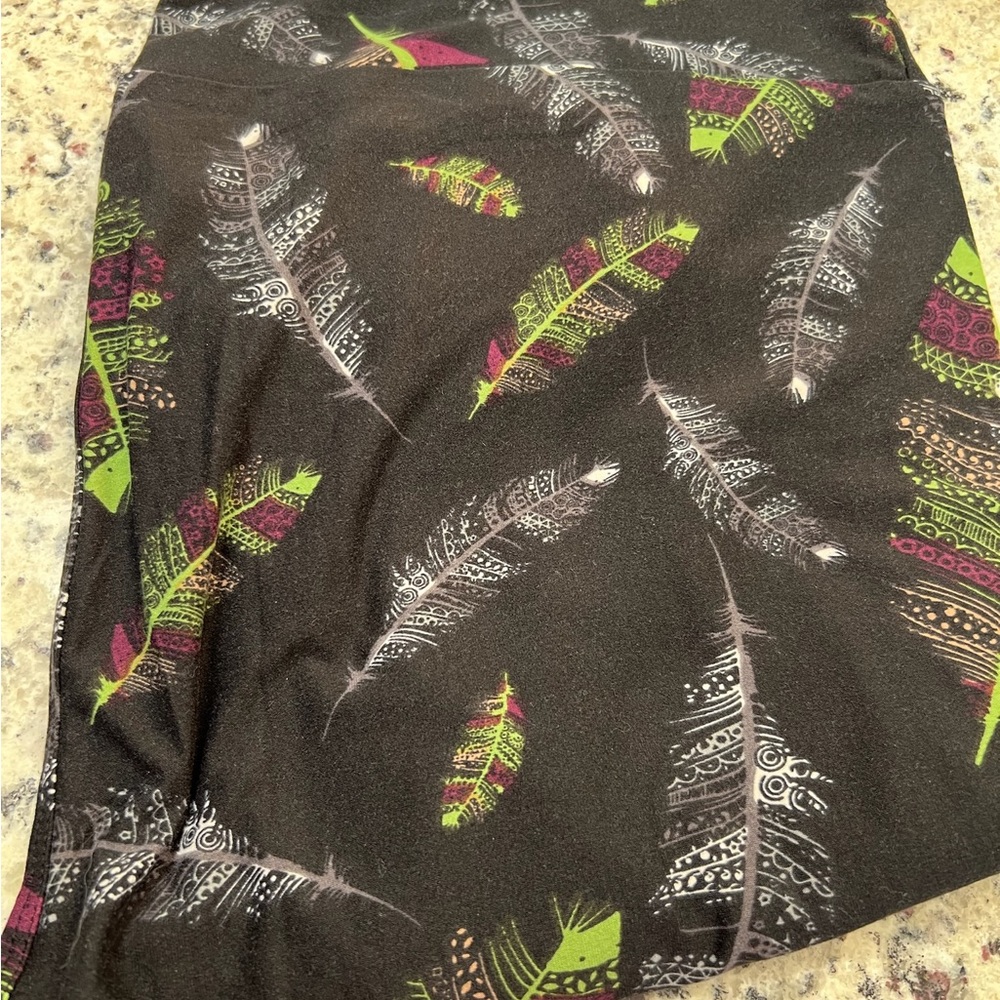 Colorful Feather Print Leggings